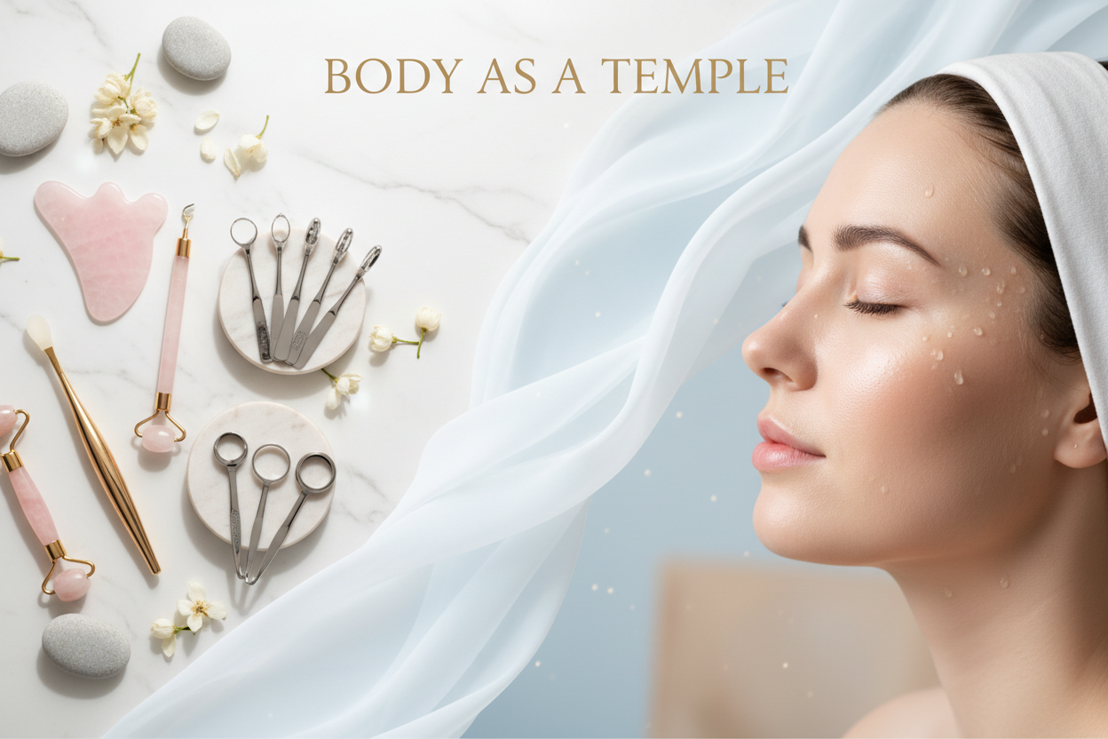 Body as a temple hygiene and wellness banner